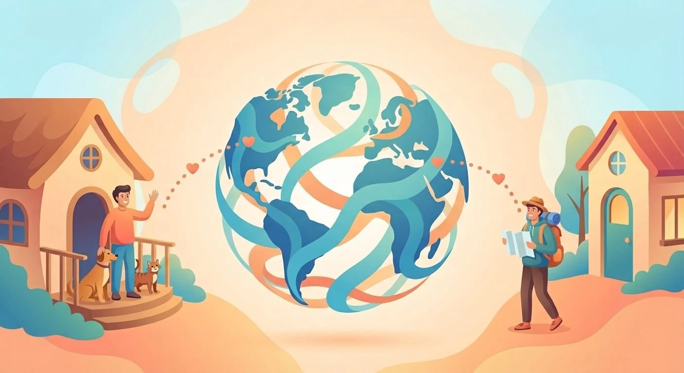 Happy pet with their sitter enjoying time together