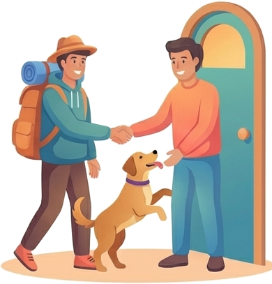 Pet owner and sitter connecting to arrange pet care